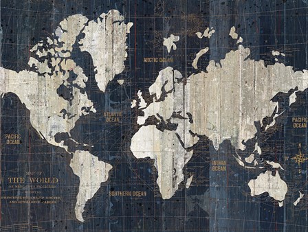 Old World Map Blue Crop by Wild Apple Portfolio art print