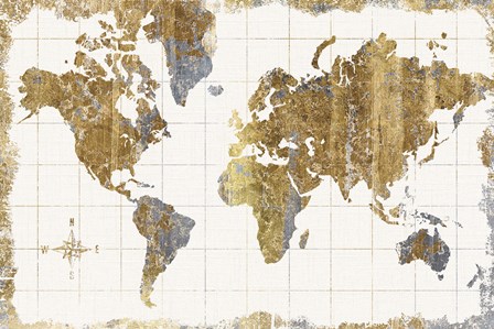 Gilded Map Linen by Wild Apple Portfolio art print
