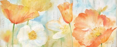 Poppy Meadow Pastel Woodgrain Panel by Cynthia Coulter art print