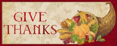 Fall Harvest Give Thanks sign by Tara Reed art print