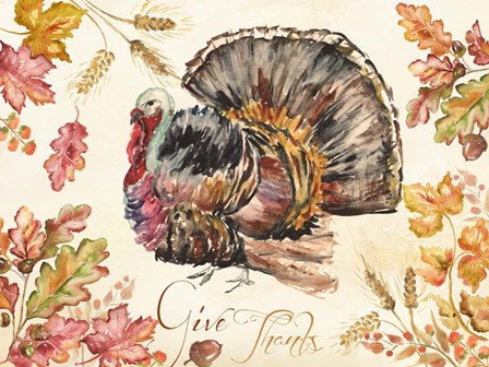 Watercolor Harvest Turkey by Tre Sorelle Studios art print