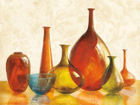 Colorful Glass Vessels on Ivory by Danhui Nai art print