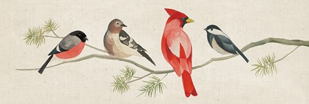 Festive Birds Panel I Linen by Danhui Nai art print