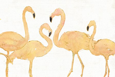 Flamingo Fever I no Splatter Gold by Anne Tavoletti art print