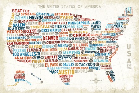 US City Map by Michael Mullan art print