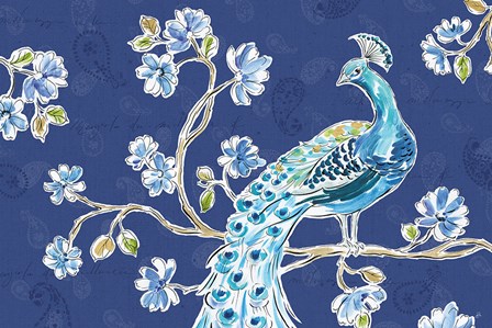 Peacock Allegory II Blue by Daphne Brissonnet art print