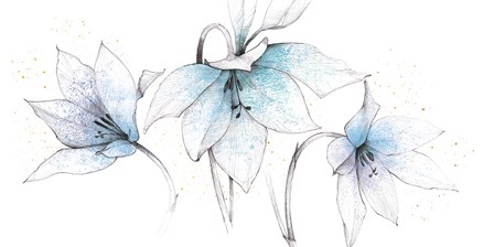Blue Graphite Floral Trio by Avery Tillmon art print