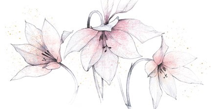 Pink Graphite Floral Trio by Avery Tillmon art print