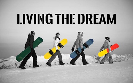 Living The Dream - Pop Of Color Snowboards by Sports Mania art print