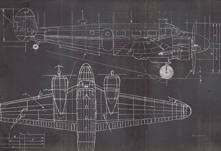 Plane Blueprint I No Words Post by Marco Fabiano art print