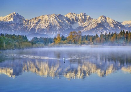 Allgaeu Alps and Hopfensee lake, Bavaria, Germany by Frank Krahmer art print