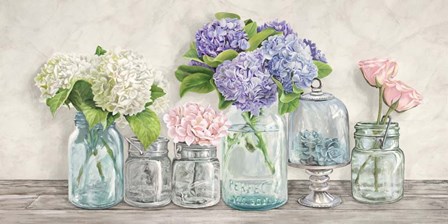 Flowers in Mason Jars by Jenny Thomlinson art print