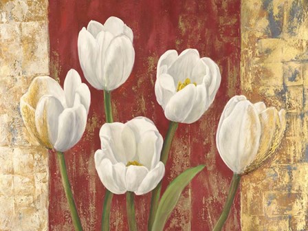 Tulips on Royal Red by Jenny Thomlinson art print