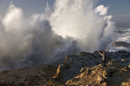 Oregon Shore Acres Guy Huge Wave by Mike Jones Photo art print