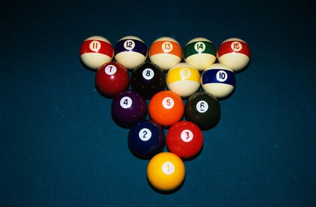 Billiard Balls Racked Up On Pool Table by Vintage PI art print