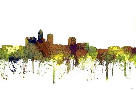 Des Moines Iowa Skyline - Safari Buff by Marlene Watson art print