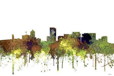 Portland Oregon Skyline - Safari Buff by Marlene Watson art print