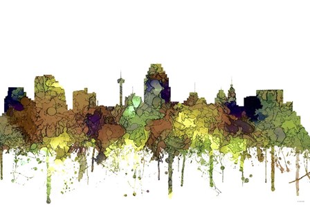 San Antonio Texas Skyline - Safari Buff by Marlene Watson art print
