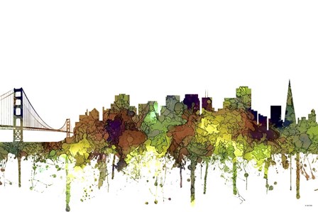 San Francisco California Skyline - Safari Buff by Marlene Watson art print
