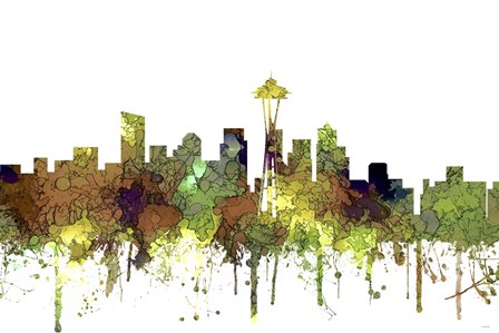 Seattle Washington Skyline - Safari Buff by Marlene Watson art print