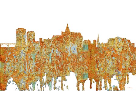 Saskatoon Sask Skyline - Rust by Marlene Watson art print