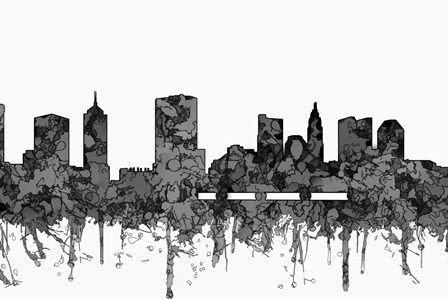 Columbus Ohio Skyline - Cartoon B&amp;W by Marlene Watson art print