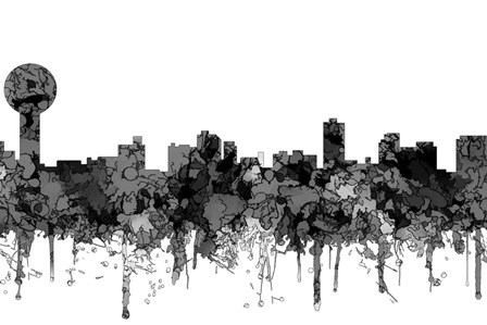 Knoxville Tennessee Skyline - Cartoon B&amp;W by Marlene Watson art print