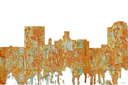 Augusta Georgia Skyline - Rust by Marlene Watson art print