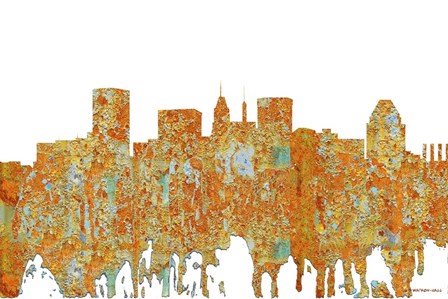 Baltimore Maryland Skyline - Rust by Marlene Watson art print