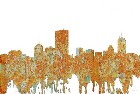 Boston Mas Skyline - Rust by Marlene Watson art print