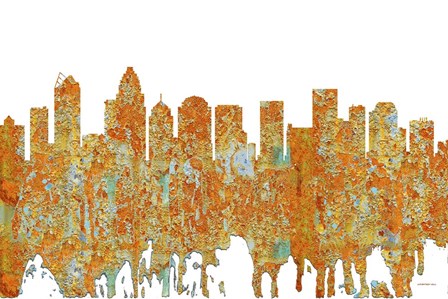 Charlotte NC Skyline - Rust by Marlene Watson art print