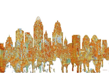 Cincinnati Ohio Skyline - Rust by Marlene Watson art print
