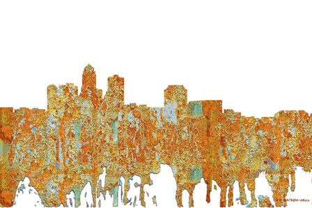 Des Moines Iowa Skyline - Rust by Marlene Watson art print