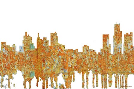 Detroit Michigan Skyline - Rust by Marlene Watson art print