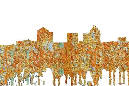 Greensboro North Carolina Skyline - Rust by Marlene Watson art print