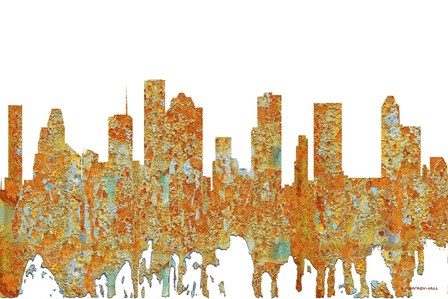 Houston Texas Skyline  - Rust by Marlene Watson art print