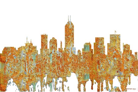 Indiana Indianapolis Skyline - Rust by Marlene Watson art print