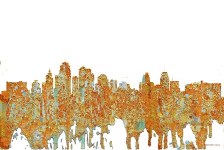 Kansas City Missouri Skyline- Rust by Marlene Watson art print