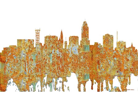Lincoln Nebraska  Skyline - Rust by Marlene Watson art print
