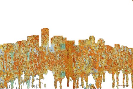 Long Beach California Skyline - Rust by Marlene Watson art print