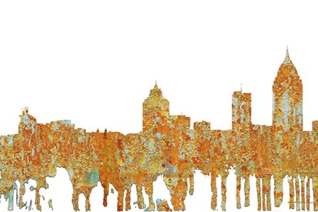 Mobile Alabama Skyline - Rust by Marlene Watson art print