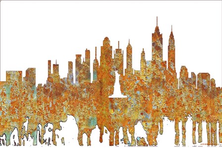 New York New York Skyline - Rust by Marlene Watson art print