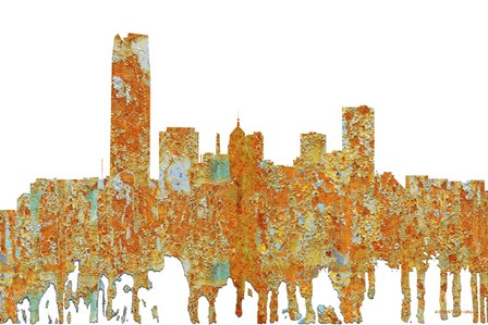 Oklahoma City Oklahoma Skyline -Rust by Marlene Watson art print