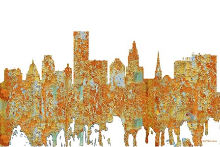 Providence Rhode Island Skyline - Rust by Marlene Watson art print