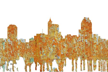 Raleigh North Carolina Skyline - Rust by Marlene Watson art print