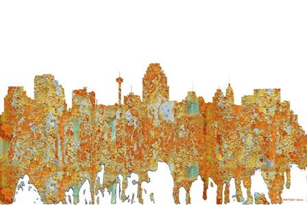 San Antonio Texas Skyline - Rust by Marlene Watson art print