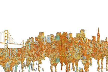 San Francisco California Skyline - Rust by Marlene Watson art print