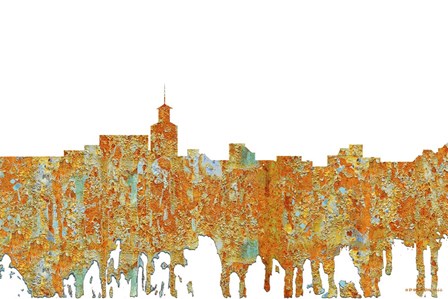 Santa Fe New Mexico Skyline - Rust by Marlene Watson art print