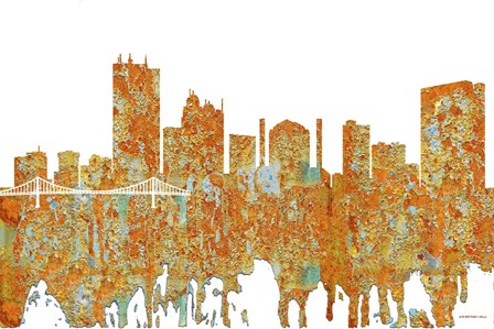Toledo Skyline - Rust by Marlene Watson art print