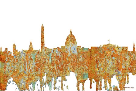 Washington DC Skyline - Rust by Marlene Watson art print